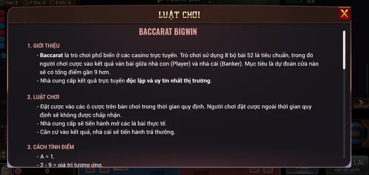 Đẳng Cấp Đỉnh Cao Baccarat BigWin Tại BomWin Sân Chơi Của Những Cao Thủ